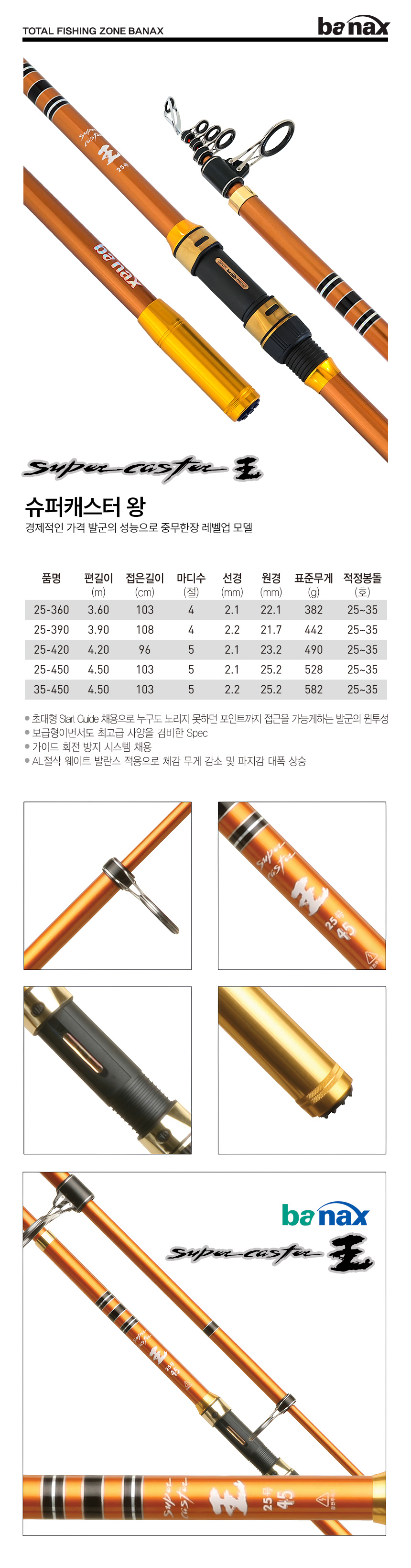 바낙스 슈퍼캐스터 왕 원투낚시대 훌치기 원투대